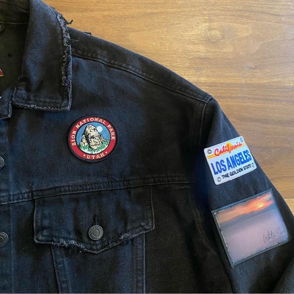 Cropped Patchwork Denim Jacket Route 66 Festival … - image 8